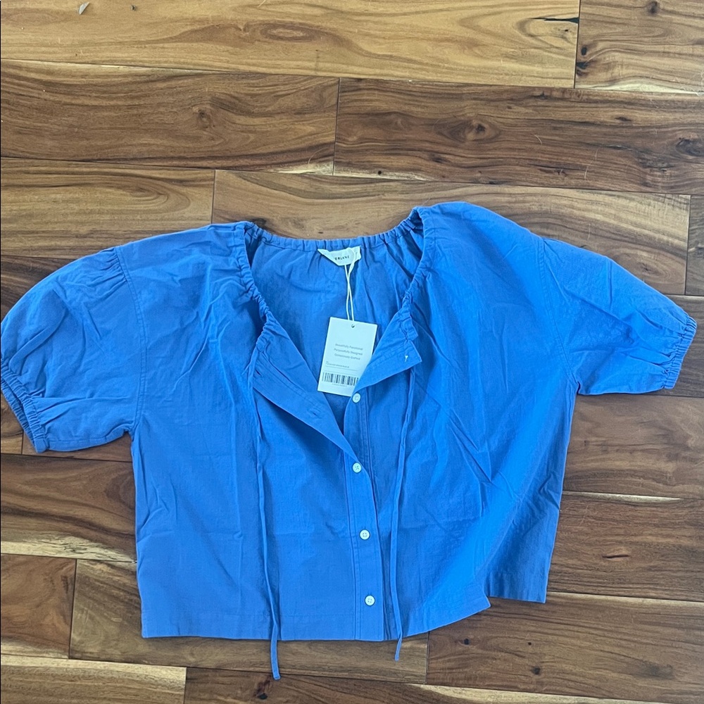 Everlane Blue Gauze Button-Up Top